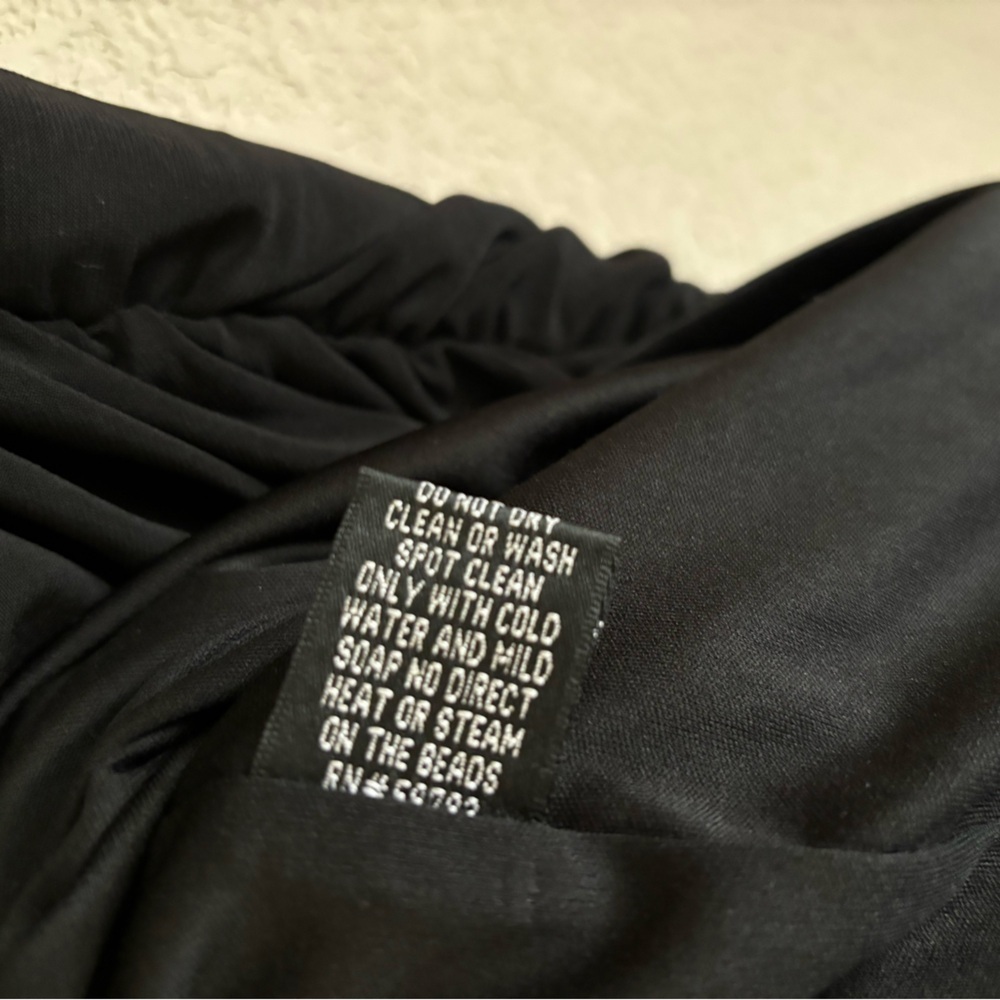 Adrianna Papell Occasions Black Beaded Ruched Bodycon Midi Cocktail Dress 8 - Picture 9 of 9